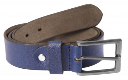 Leonardo Verrelli Echtleder Gürtel, blau, kürzbar, 80 cm - 140 cm