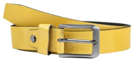 Leonardo Verrelli Echtleder Gürtel, kürzbar, gelb, 85 cm - 125 cm