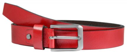Leonardo Verrelli Echtleder Gürtel, kürzbar, rot, 85 cm - 125 cm