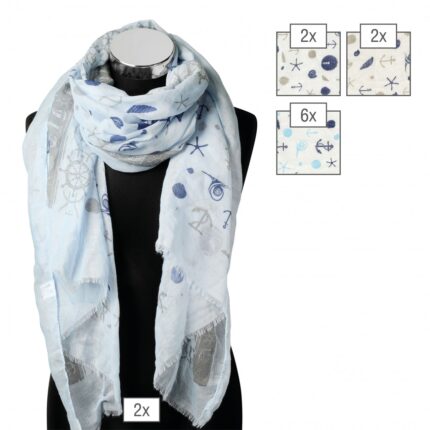 Schalpaket farblich sortiert, 180 x 70 cm, 100% Polyester, VE 12, maritim