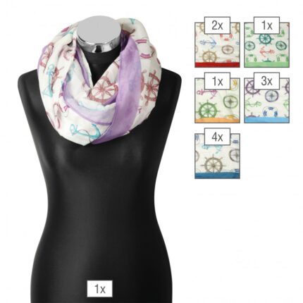 Schalpaket farblich sortiert, Loops, 90 x 70 cm, 30% Baumwolle, 70% Polyester...
