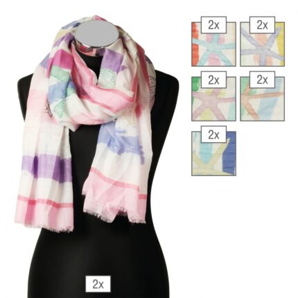Schalpaket farblich sortiert, 30% Baumwolle, 70% Polyester, VE 12
