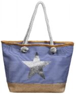 Damen Handtasche aus Textil mit Stern Motiv, Maße: 49 x 34 x 13,5 cm