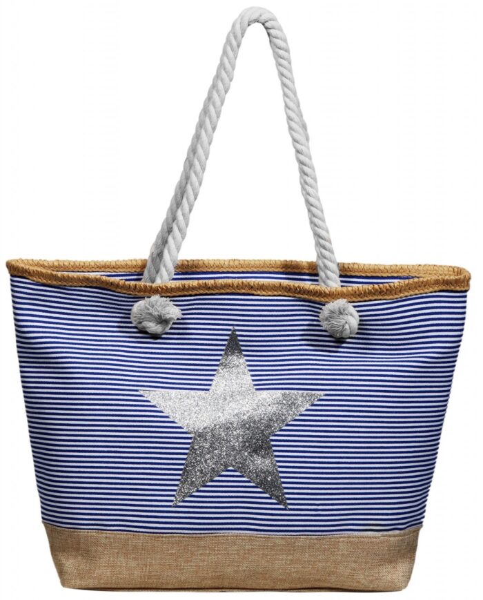 Damen Handtasche aus Textil mit Stern Motiv, Maße: 49 x 34 x 13,5 cm - Image 1