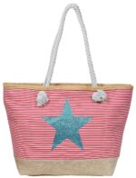 Damen Handtasche aus Textil mit Stern Motiv, Maße: 49 x 34 x 13,5 cm - Image 2