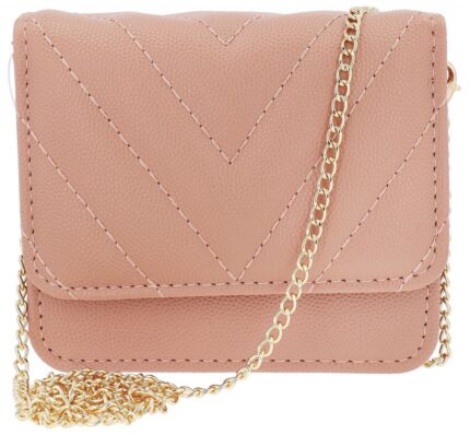 Mini Tasche mit Steppnaht und Spiegel innen, Lederimitat