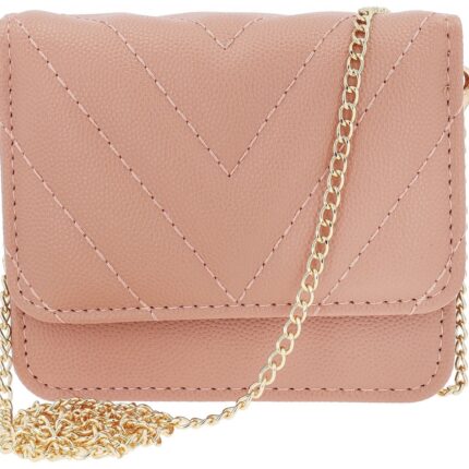 Mini Tasche mit Steppnaht und Spiegel innen, Lederimitat