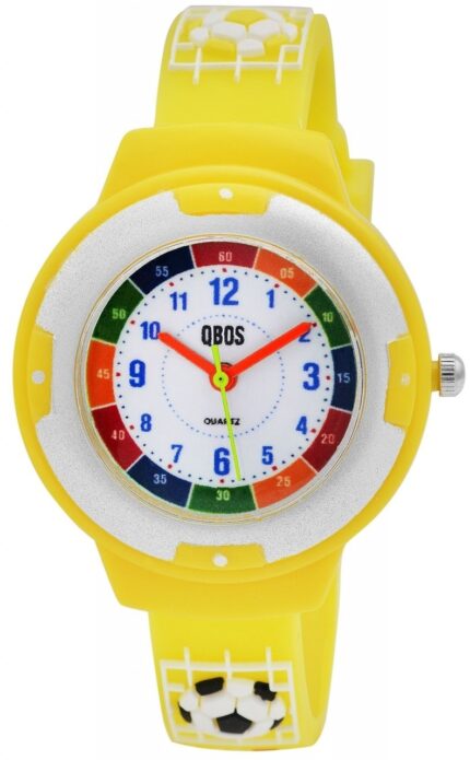 QBOS Kinderuhr mit Silikonarmband, Fußball