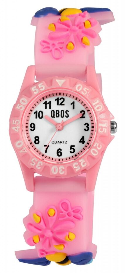 Qbos Kinderuhr mit Silikonband, bunt, Motiv Biene, Ø 28 mm