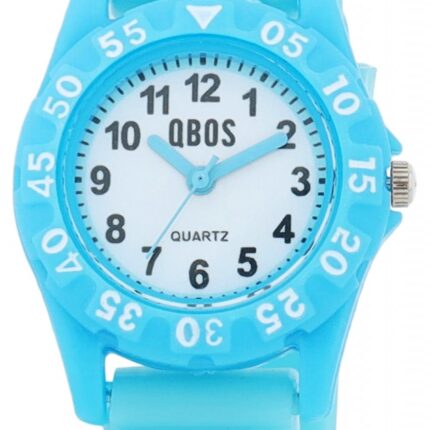 Qbos Kinderuhr mit Silikonband, bunt, Motiv Herz, Ø 28 mm