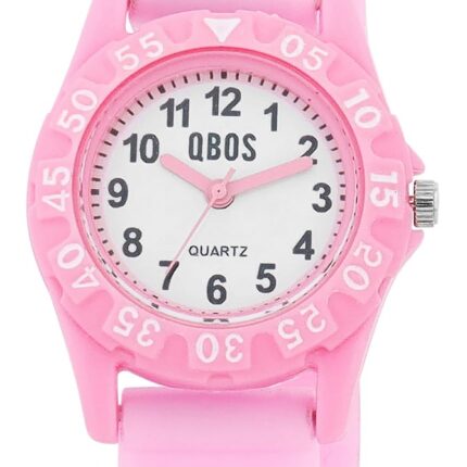 Qbos Kinderuhr mit Silikonband, bunt, Motiv Blume, Ø 28 mm