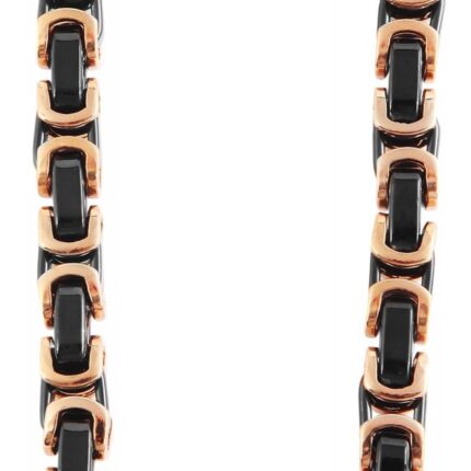Akzent Edelstahlhalskette, schwarz/roségoldfarben, Stärke 8 mm