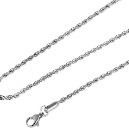 Akzent Kordelkette aus Edelstahl, silberfarbig, Stärke 2mm