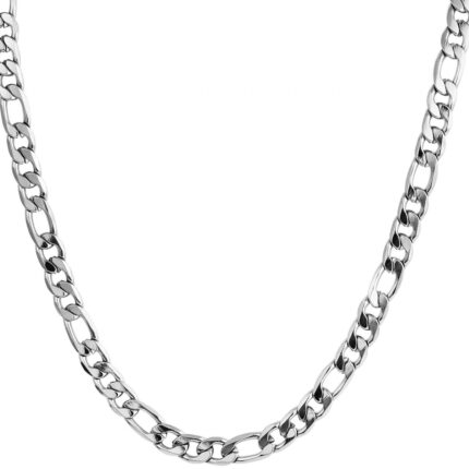 Akzent Figarokette aus Edelstahl, silberfarbig, Länge: 55 - 75 cm