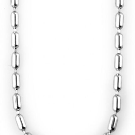 Akzent Kugelkette, länglich rund, Edelstahl, silberfarben, Stärke 2mm