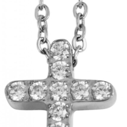 Akzent Edelstahl Kette mit Kreuzanhänger, Simili, 43+5cm