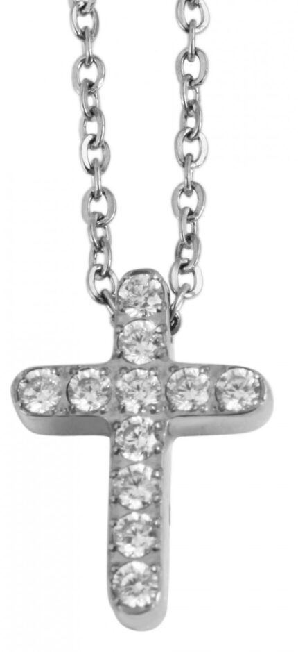 Akzent Edelstahl Kette mit Kreuzanhänger, Simili, 43+5cm