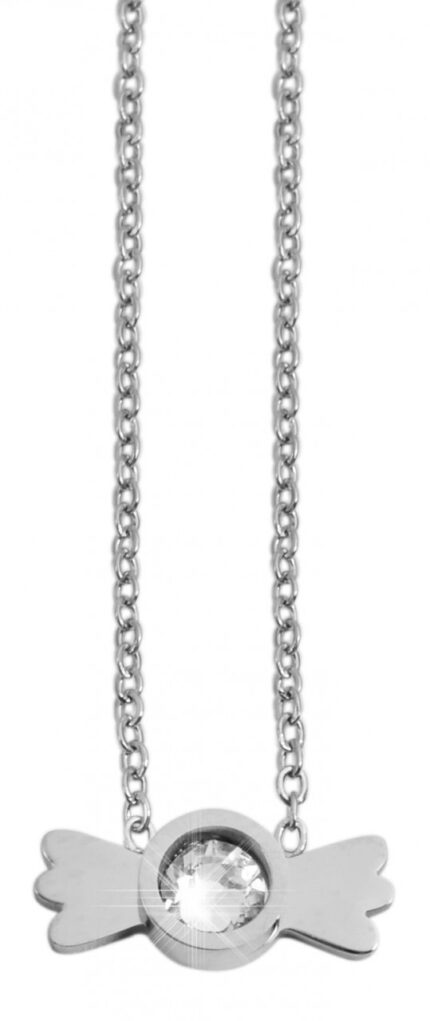 Akzent Ankerkette mit Anhänger, Edelstahl, Similibesatz, 43+5 cm
