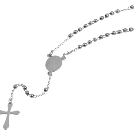 Akzent Rosenkranzkette aus Edelstahl, Kreuzanhänger, 50 cm