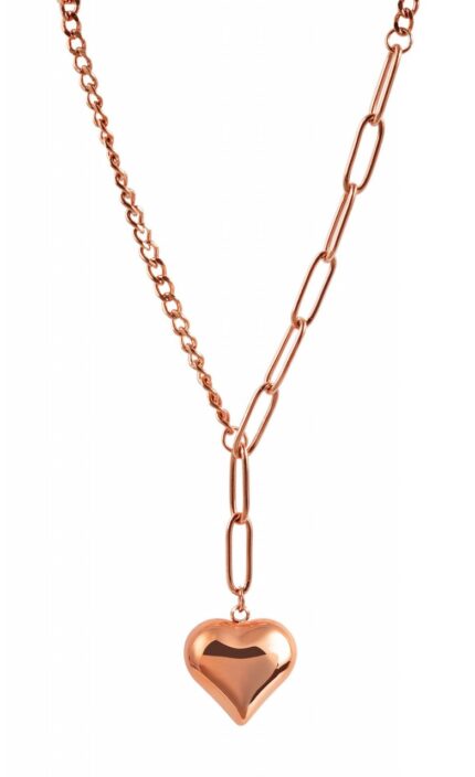 Akzent Edelstahl Damenkette mit Herzanhänger, 50+5 cm