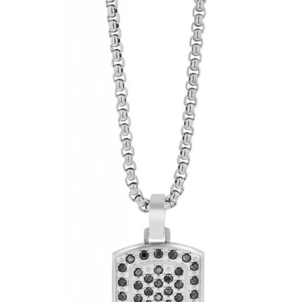Akzent Edelstahlkette mit Dogtag Anhänger und Similibesatz