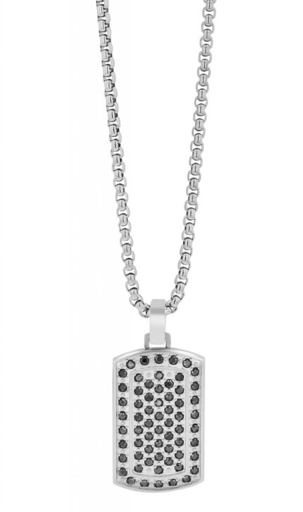Akzent Edelstahlkette mit Dogtag Anhänger und Similibesatz