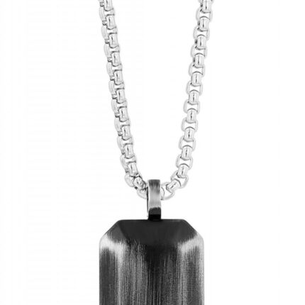 Akzent Halskette mit antik-schwarzem DogTag, Edelstahl