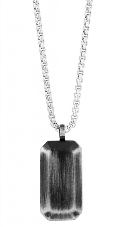 Akzent Halskette mit antik-schwarzem DogTag, Edelstahl