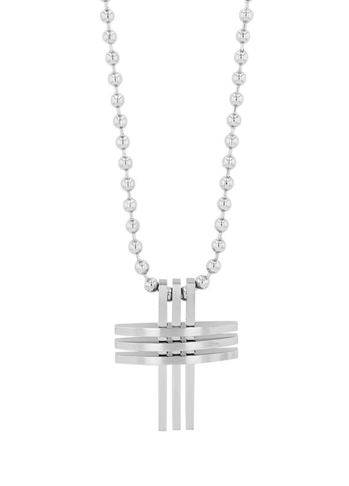 Akzent Kugelkette mit Kreuzanhänger, Edelstahl, 61 cm - Image 1