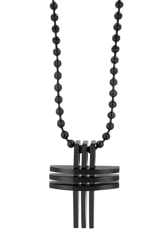 Akzent Kugelkette mit Kreuzanhänger, Edelstahl, 61 cm - Image 4