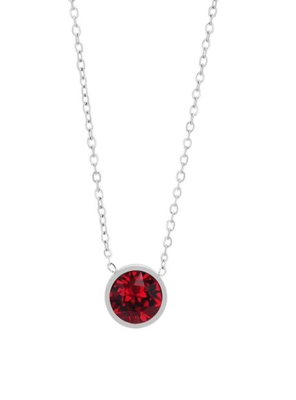 Akzent Halskette "Myla" mit rotem Swarovski Anhänger Ø 10 mm, Edelstahl