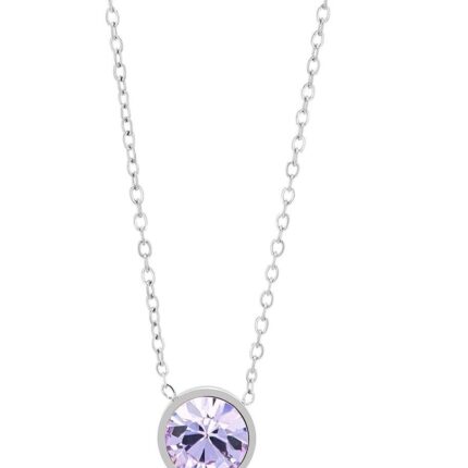 Akzent Halskette "Niala" mit lila Swarovski Anhänger Ø 10 mm, Edelstahl