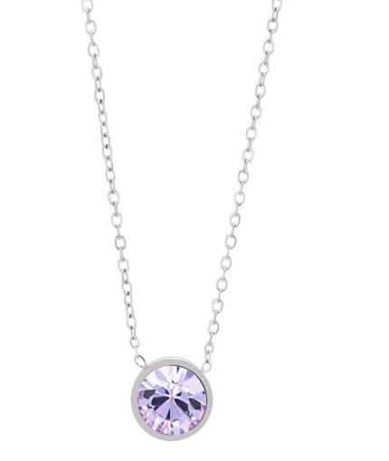 Akzent Halskette "Niala" mit lila Swarovski Anhänger Ø 10 mm, Edelstahl