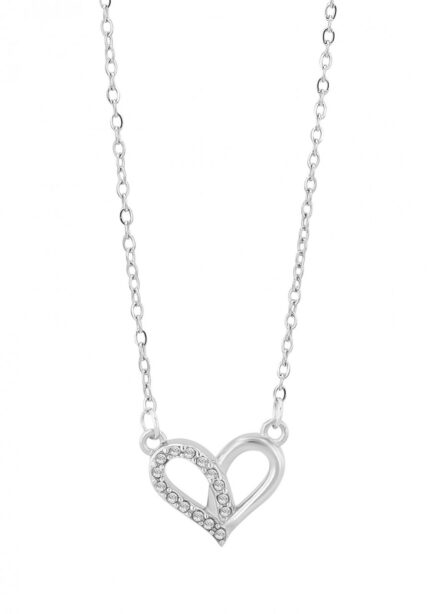 Akzent Damen Edelstahlkette mit Herzanhänger, 42+5cm