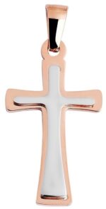 Akzent Edelstahlanhänger, Kreuz, IP Roségold, bicolor