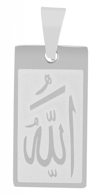 Akzent Anhänger mit Aufschrift "Allah", Edelstahl, eckig