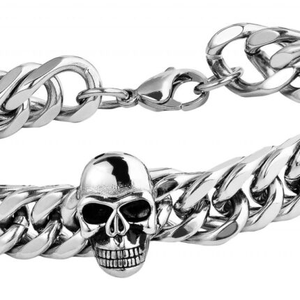 Akzent Panzerarmband aus Edelstahl, Totenkopf
