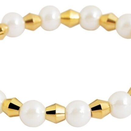 Akzent Armband aus Edelstahl- und Kunststoffkugeln, elastisch