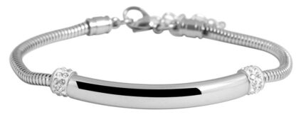 Akzent Schmuckarmband aus Edelstahl, Gravurelement & Besatz