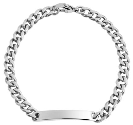 Akzent Panzerarmband, Identband, Edelstahl, silberfarben mit Gravurplatte