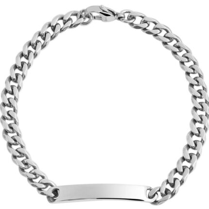 Akzent Panzerarmband, Identband, Edelstahl, silberfarben mit Gravurplatte