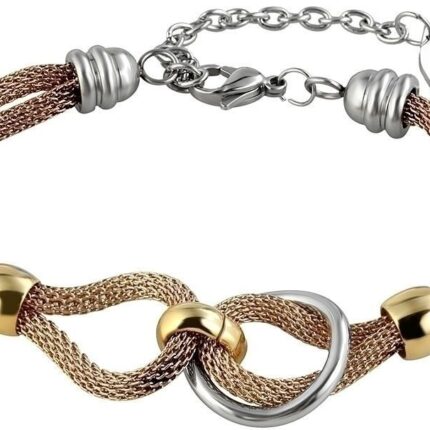 Akzent Geflochtenes Armband aus Edelstahl in goldfarbig mit IP Roségold-Besch...