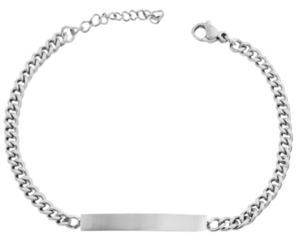 Akzent Panzerarmband aus Edelstahl, Unisex, Gravurplatte