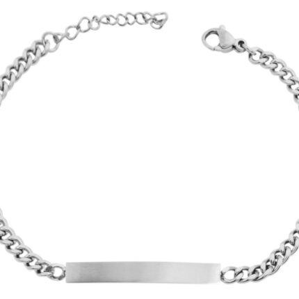 Akzent Panzerarmband aus Edelstahl, Unisex, Gravurplatte