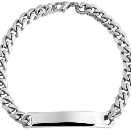 Akzent Panzerarmband, Gravurplatte, silberfarben, 21 cm