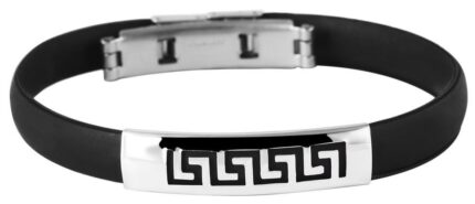 Akzent Das Schmuckarmband aus Kautschuk und Edelstahl in Schwarz