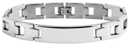 Akzent Gliederarmband mit Gravurplatte, Edelstahl