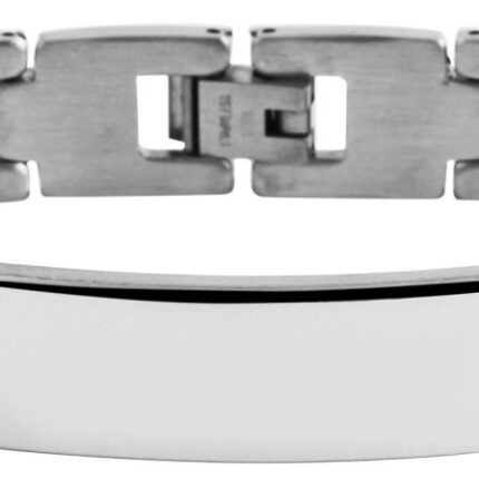 Akzent Gliederarmband mit Gravurplatte, Edelstahl