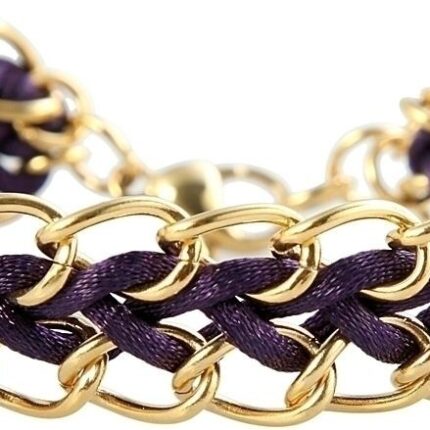 Akzent Kettenarmband aus Edelstahl und Textil mit IP Gold-Beschichtung