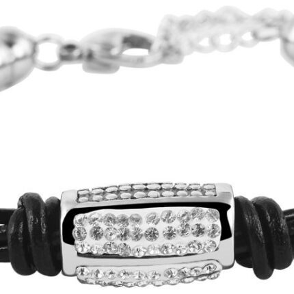 Akzent Geflochtenes Armband aus Echtleder und Edelstahl